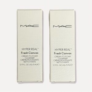 2 MAC Hyper Real Fresh Canvas Cream To Foam Cleanser Sample Size .17 fl oz 5 ml